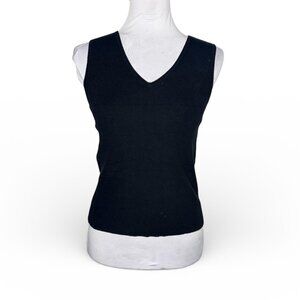 Valerie Stevens Silk Black Ribbed V-Neck Sleeveless Top Size Petite M